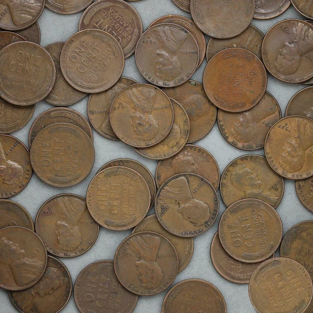 1937 D Lincoln Wheat Cent Roll 50 Circulated Pennies US Coins