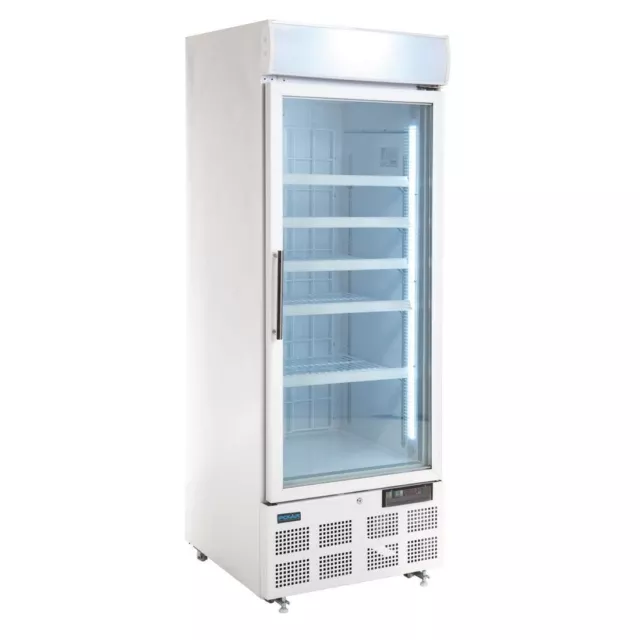 Polar G-Series Upright Display Freezer in White, Commercial Fridge 230V - 412L