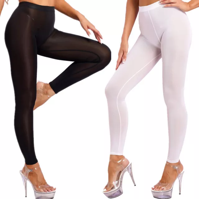 Nylon Womens Sexy Sheer Yoga Leggings See Through Trousers Super