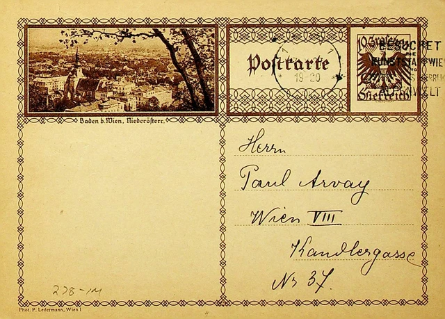 Österreich 1927 Ansicht Von Baden Wien 10g Postal Karte Von Und Sich Wien