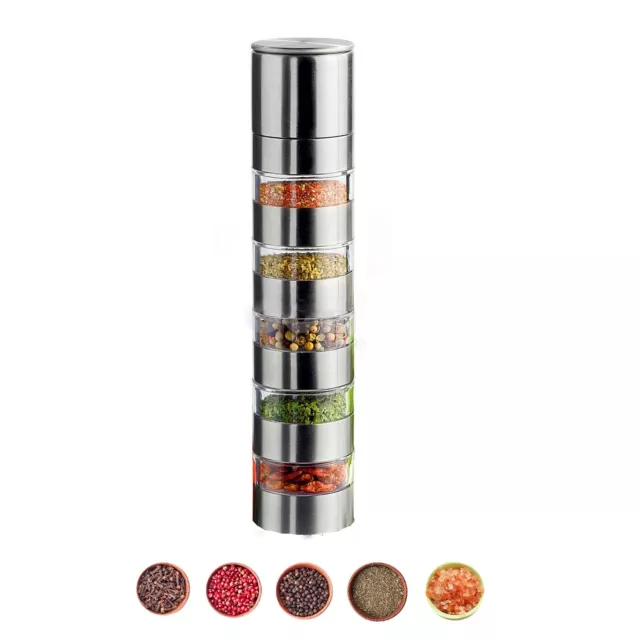 Portable Travel Spice Kit, Modular Travel Spice Containers, 5-in-1 Spice Salt...