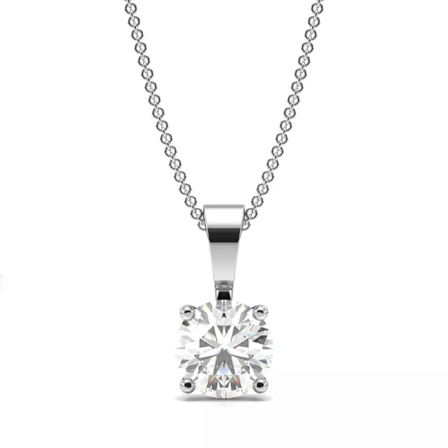 0,6 ct I1/HI diamant naturel 9K or blanc solitaire diamant collier