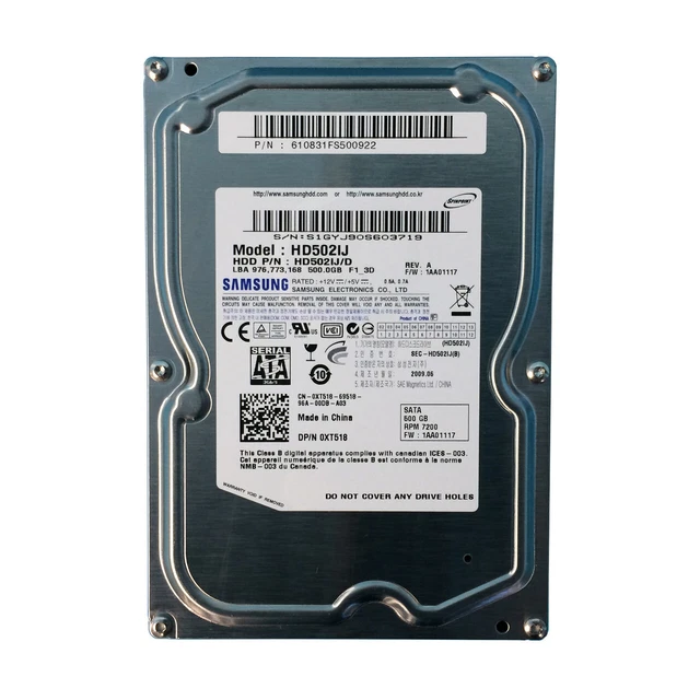 SAMSUNG HD502IJ Spinpoint F DT 500GB 7200 RPM 16MB Cache SATA 3.0Gb/s 3.5" Inte