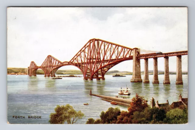 The Forth Bridge In Scotland, Antique, Vintage Postcard