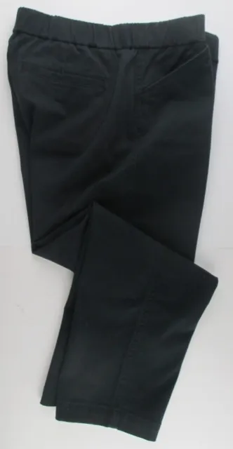 ~LANDS END Black Pull On Mid Rise Crop Pants Womens 14 Petite ~NEW~