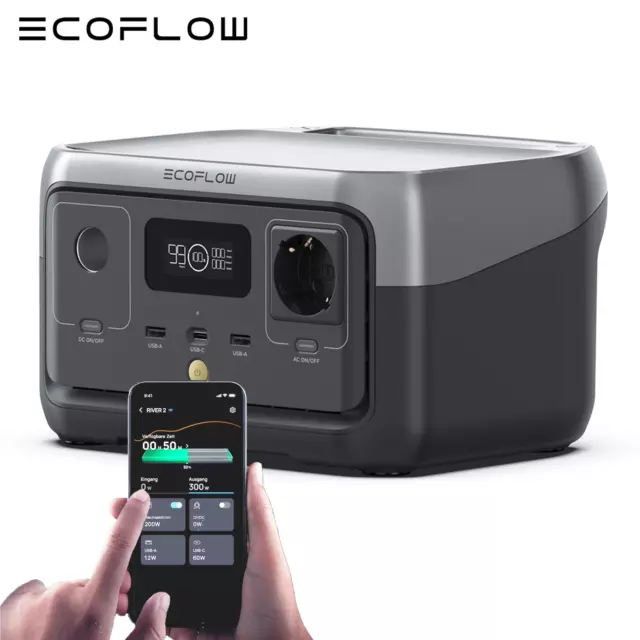 Ecoflow River 2 Générateur d'énergie Solaire portable 600W Max 256Wh LiFePO4