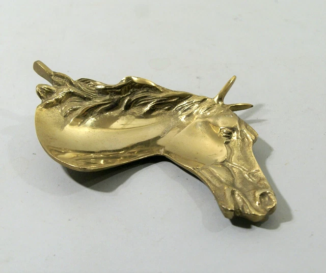 Broche Tête De Cheval Dorée (mat Et Brillant) - Environ 6 Cm - Occasion - Bijou Spectaculaire