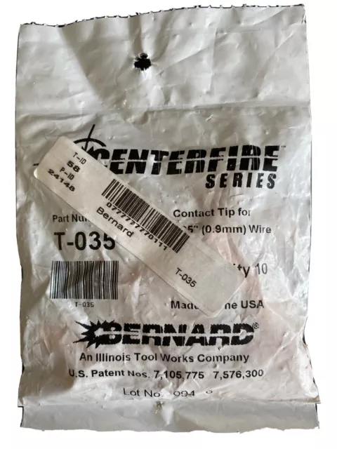 🔥 Bernard Genuine Centerfire 🔥 Series T-035 Contact Tips .035 -  Qty 10