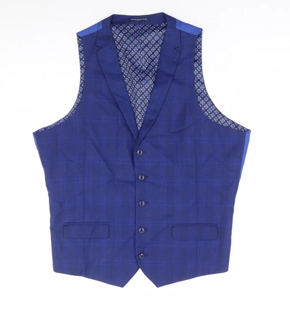 Giacca da uomo blu a quadretti poliestere Sawyers & Hendricks taglia 42