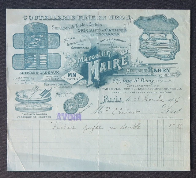 FACTURE PARIS 1935 Catalogue POYET dessin gravure clichés annonces