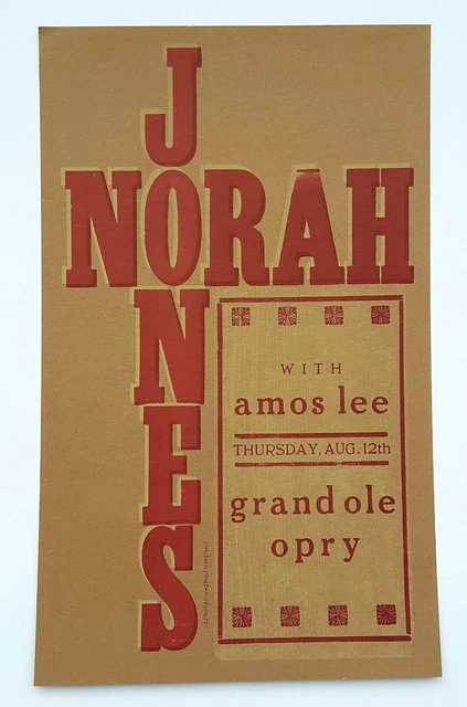 NORAH JONES & AMOS LEE Hatch Show Print Nashville OPRY HOUSE 2004 Concert Poster