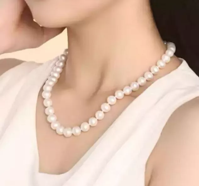 Hand Knotted Genuine Freshwater Pearl Necklace, Natural Shaped Pearls 7-8mm