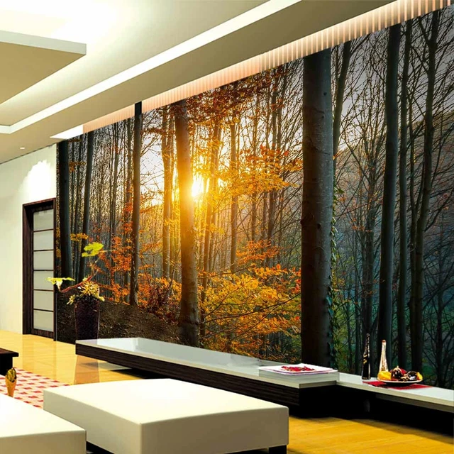 FOREST TREES SUNSHINE Full Wall Mural Photo Wallpaper Printing 3D Decor ...