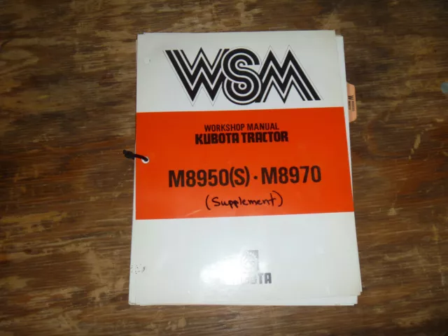 Kubota M8950S M8970 Tractor Shop Service Repair Manual Supplement