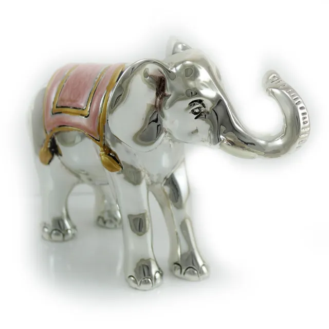 Statuina Elefante portafortuna in resina laminato argento Decorazione casa 3