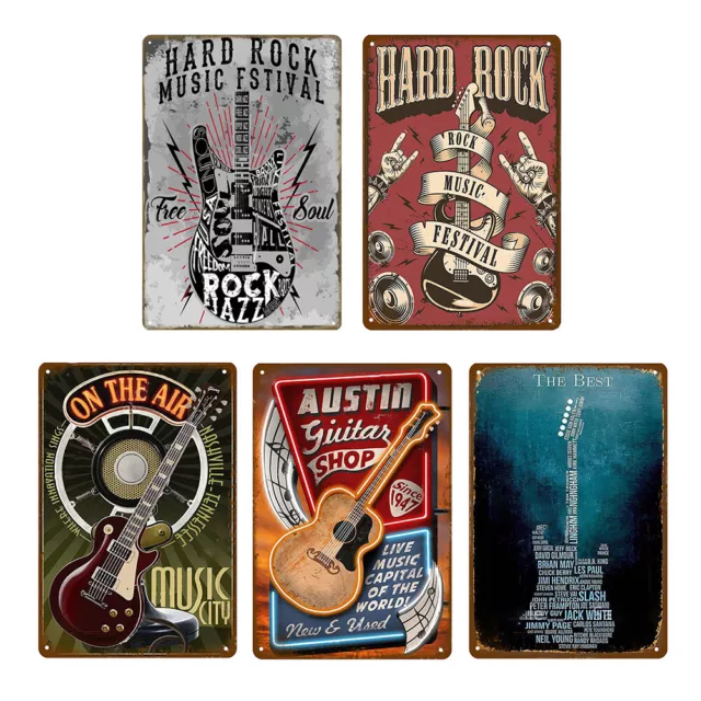 Retro Metal Tin Signs Plate Art Guitar Plaque Wall Poster Club Cafe Decoration