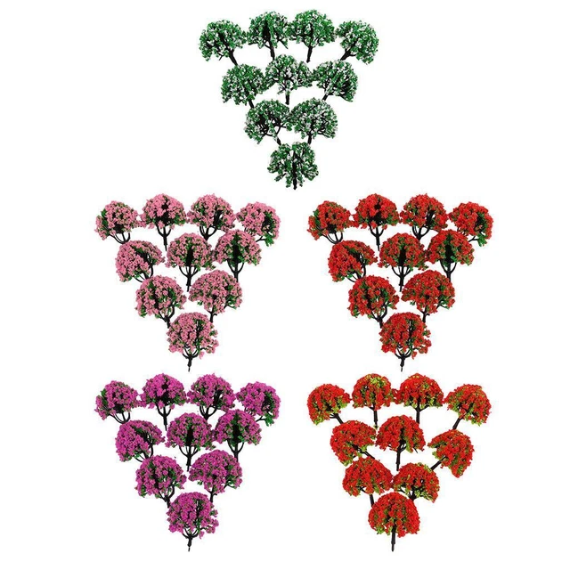 Lot De 10 Arbres Miniatures Échelle HO - 12,5 Cm De Haut, Vert - Pour Décoration Maquettes