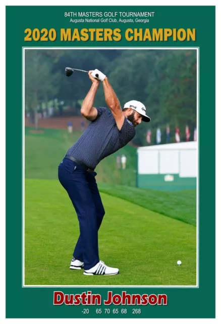 Dustin Johnson 2020 Masters Golf Champion 13"x19" Commemorative Poster