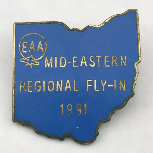 EAA Mid Eastern Regional Fly In 1991 Vintage Pin Ohio State Shape Pilot Aviation