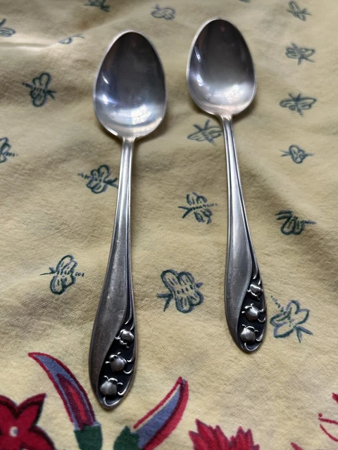 PAIR Gorham Sterling teaspoons 5 7/8" Lilly Of The Valley Pattern