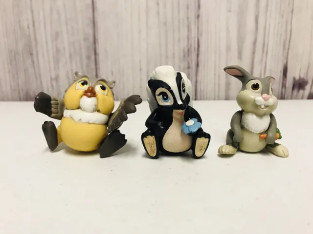 3 Disney Bambi PVC Figures Flower Skunk Thumper Owl Toy Lot