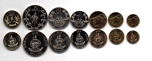 Vanuatu - set 7 coins 1 2 5 10 20 50 100 Vatu 2002 - 2009 UNC Lemberg-Zp