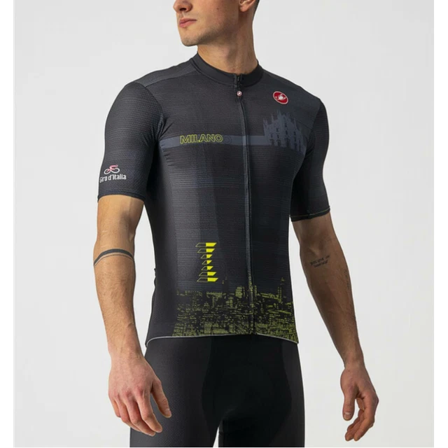 Castelli Maglia Milano TT Light Black/Dark Steel Blue-Ye