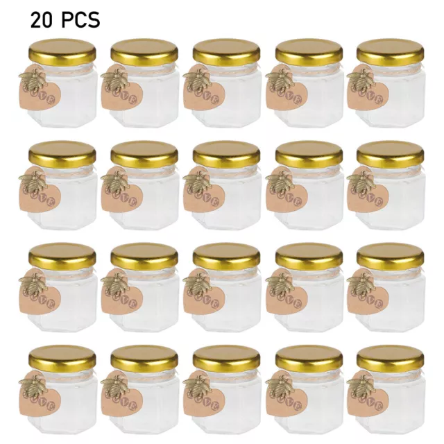 20X Small Glass Jam Jars Airtight Honey Chutney Jelly Storage Preserve Bottles