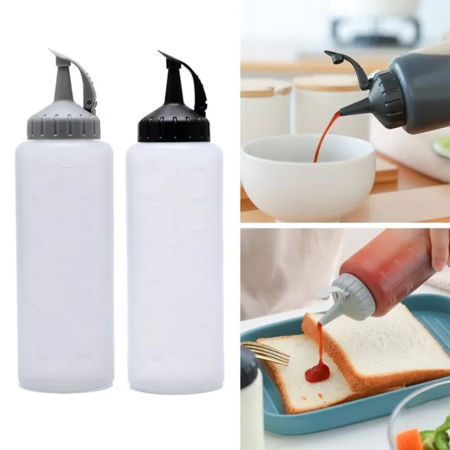 175ml/350ml Refillable Graduated Squeeze Bottle with Sealing Lid Ketchup Cruet