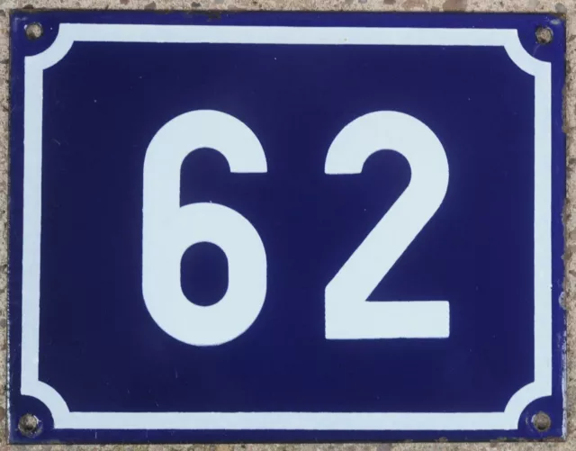 Big old blue French house number 1 to 250 door wall plate plaque enamel sign NOS