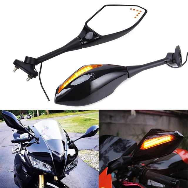 Motorcycle Mirrors W/ LED Turn Signal For Honda CBR600 1000RR Suzuki GSXR750 600