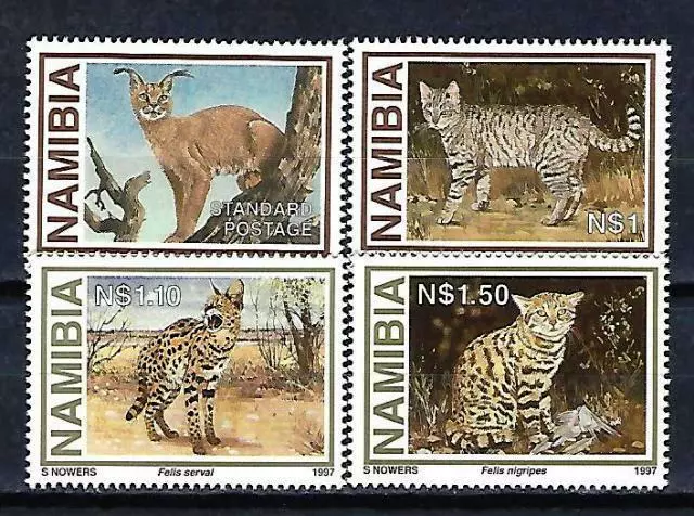 Animaux Sauvages Félins Namibie 1997 (142) Yvert n° 794 à 797 neufs** MNH