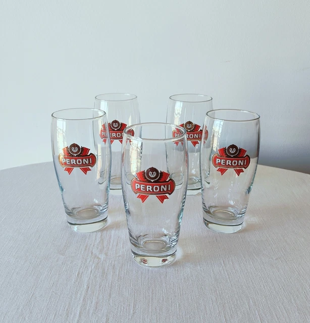 Set Di 6 Bicchieri Da Birra Peroni - Capacità 0,3 L - Altezza 20,3 Cm - Con Logo Inciso - Bicchieri Autentici Per Birra - 3