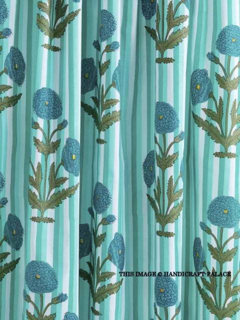 Main Bloc Vert Fleur Imprimé Artisanat Coton Voile Indien Tissu Couture Par 0.9m