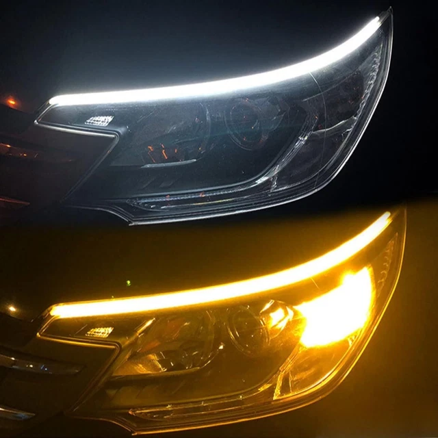 2 pz luci di marcia diurne auto LED DRL segnale di rotazione faro flusso striscia LED