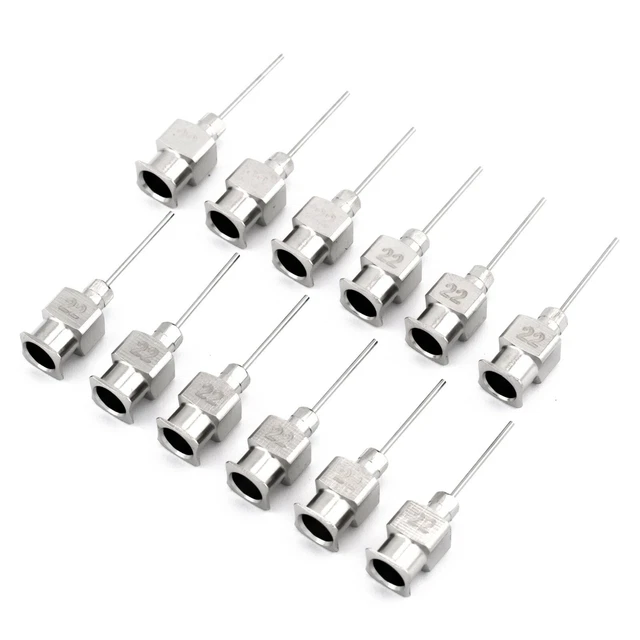 12pcs Stainless Steel Syringe Glue Dispenser 0.71mm OD 22G Precision Applicator