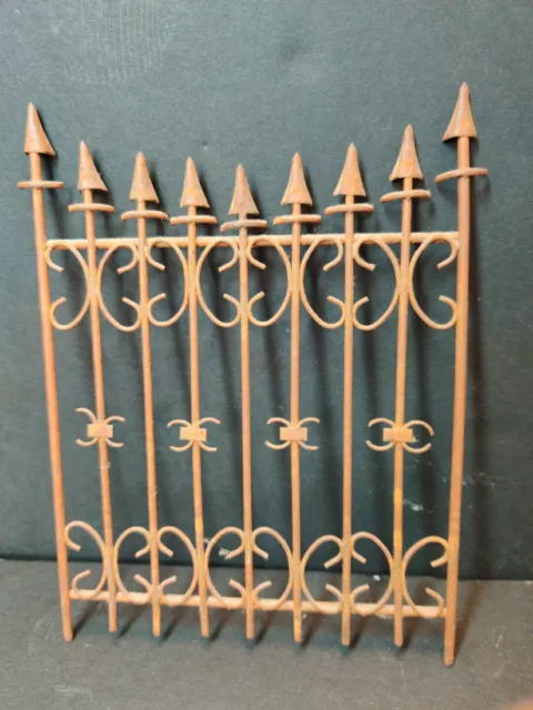 Miniature GATE 8.5" -Fairy Garden -Rusty "Wrought Iron" METAL -Fence Vintage 80s