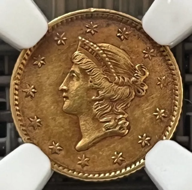 1853 $1 Liberty Head gold dollar, NGC AU 55