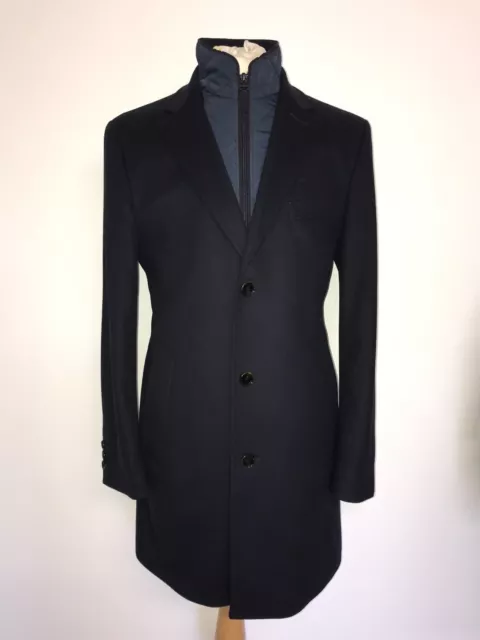 Hugo Boss - langer marineblauer Woll- & Kaschmirmantel für Herren - UK 38 Reg - WUNDERSCHÖN