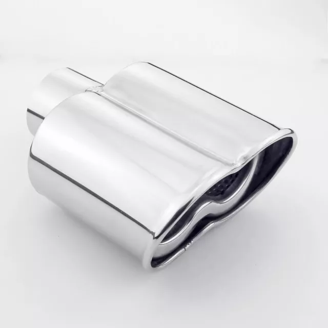 2.25" Inlet Oval Shaped Rolled Outlet Resonated Stainless Steel 304 Exhaust Tip 3