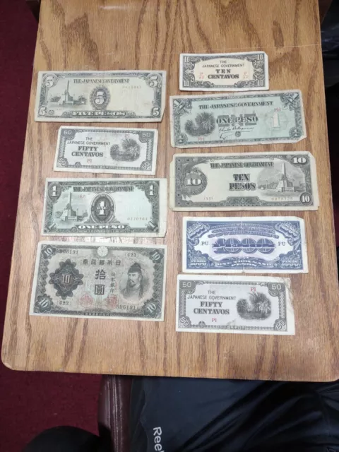 1940’s-1960’s JAPAN PAPER MONEY LOT OF 9 BANKNOTES!