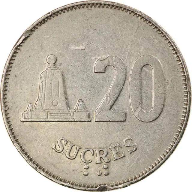 Ecuador | 20 Sucres Coin | Mitad del Mundo | Monument | KM94 | 1988 - 1991