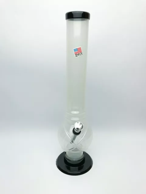 Acrylic 12" Inch Frosted Bubble With X & 2 Rings Design HOOKAH WATER PIPE BONG