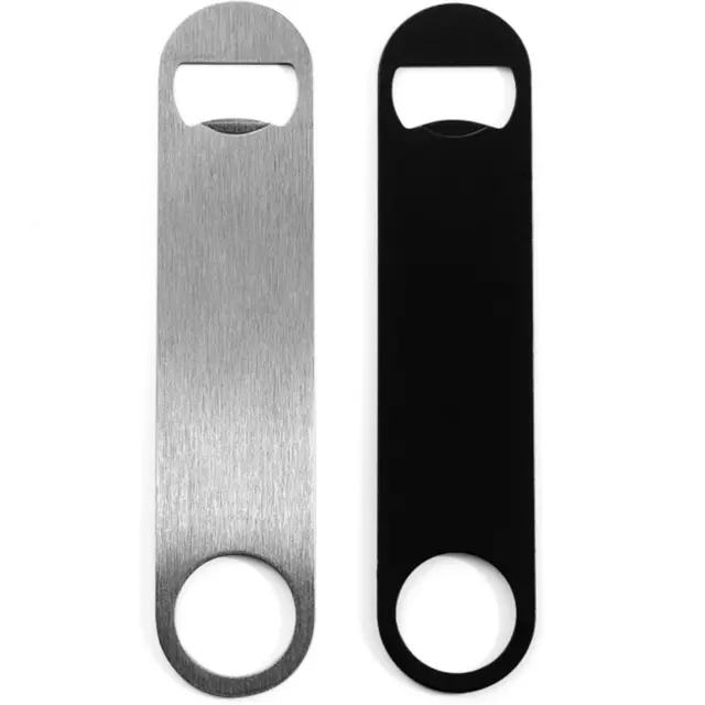 2 Packs Speed Beer Bottle Opener for Bartenders Party Flat Stainless Steel/Black