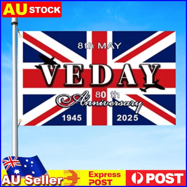 VE DAY 80TH Anniversary Flag Polyester 80th Anniversary 2025 Decoration ...