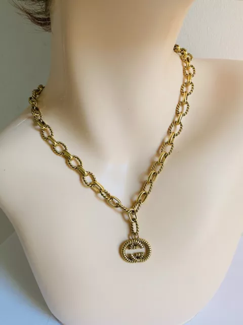 GUCCI Interlocking GG Logo Necklace/Pendant Golden 18” Auth