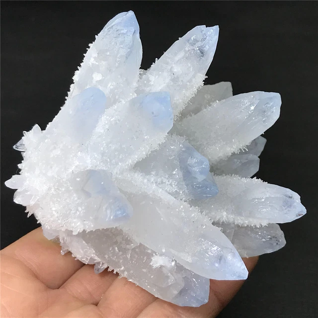 360g  New Find Blue White Phantom Quartz Crystal Cluster Mineral Specimen Reiki