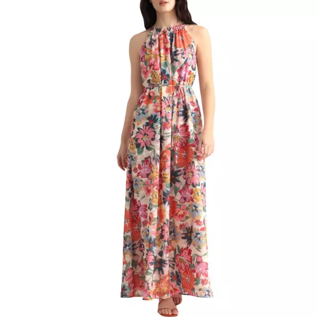 Maggy London Womens Floral Maxi Daytime Halter Dress BHFO 6381