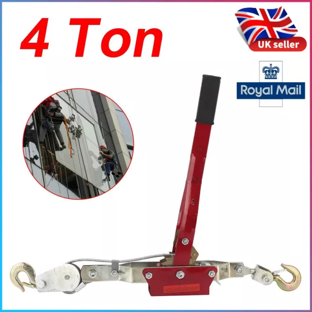 2 Hook 4 Ton Cable Puller Manual Hand Winch Turfer For Caravan Boat Trailer UK