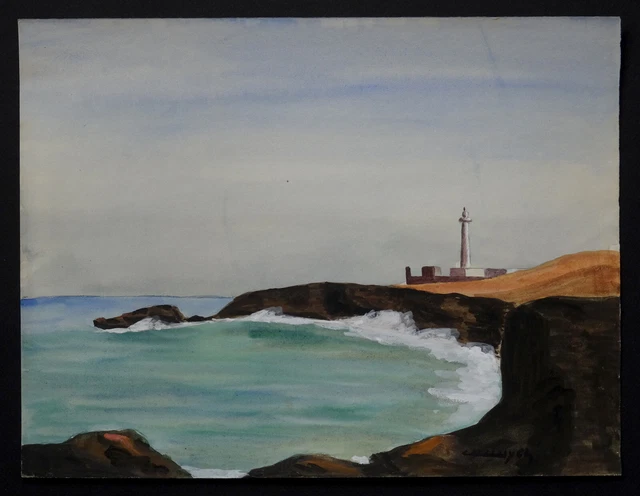 Aquarelle Originale Signée - Phare De La Vieille Et Sa Plate, Pointe Du Raz, 2024, Paysage Marin Unique